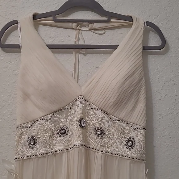 Sue Wong Nocturne Silk Dress Elegant Cream Floral Dress Wedding Party Size 10 - Picture 4 of 15